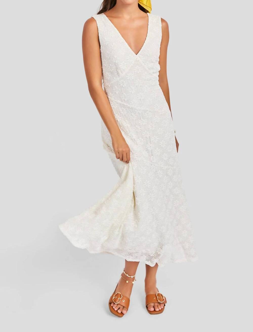 NEW SAGE THE LABEL cordelia stretch lace maxi dress in white